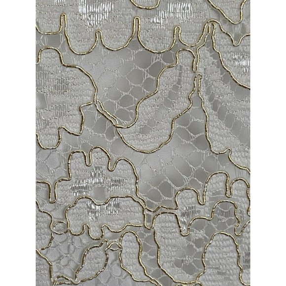 Vintage Women’s Nanette Lepore Ivory with Gold Lace Long Sleeve Dress Size 4 EUC - Picture 4 of 12